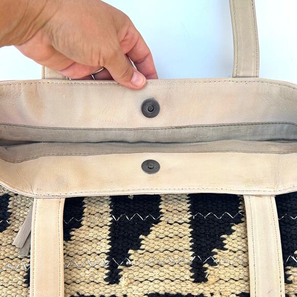 Free People Sierra Leather Woven Removable Clutch Tote Purse Beige Bag Tan - Picture 8 of 14